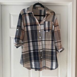Stylish Plaid Button-Up Shirt 2XL